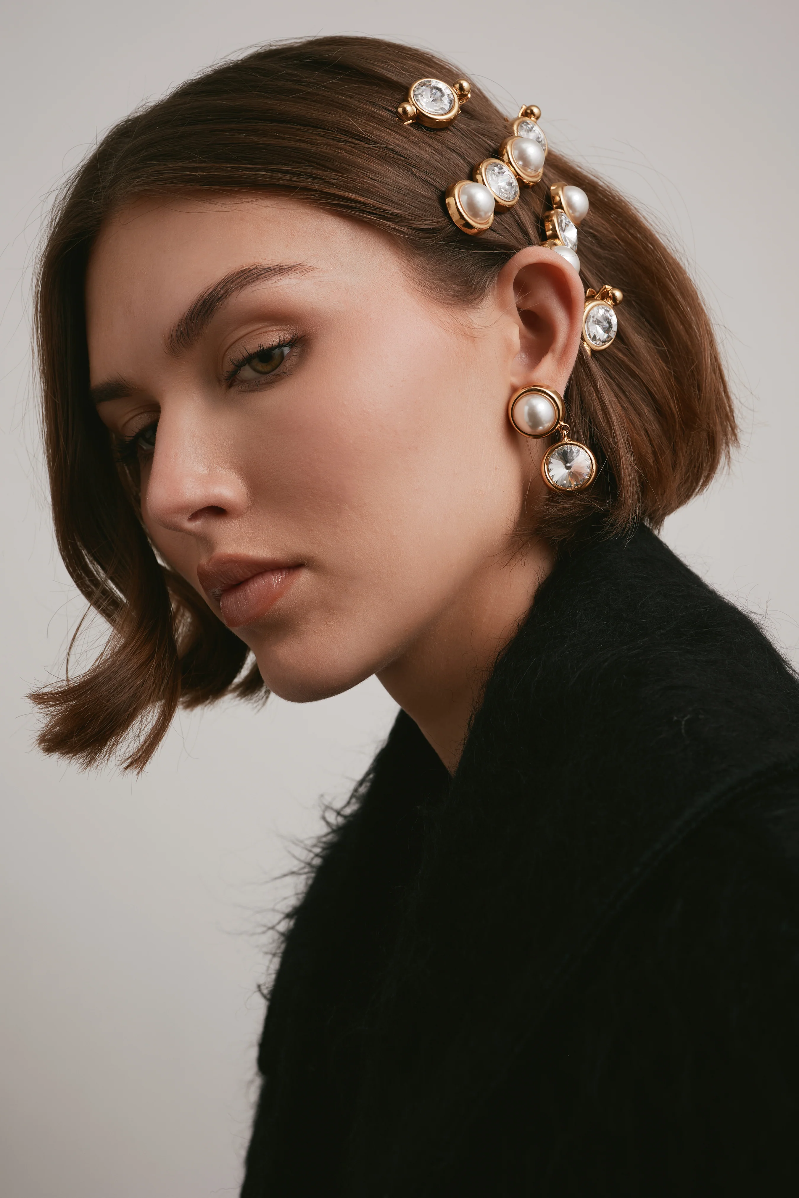 Clare Crystal and Pearl Drop Earrings - Image 2