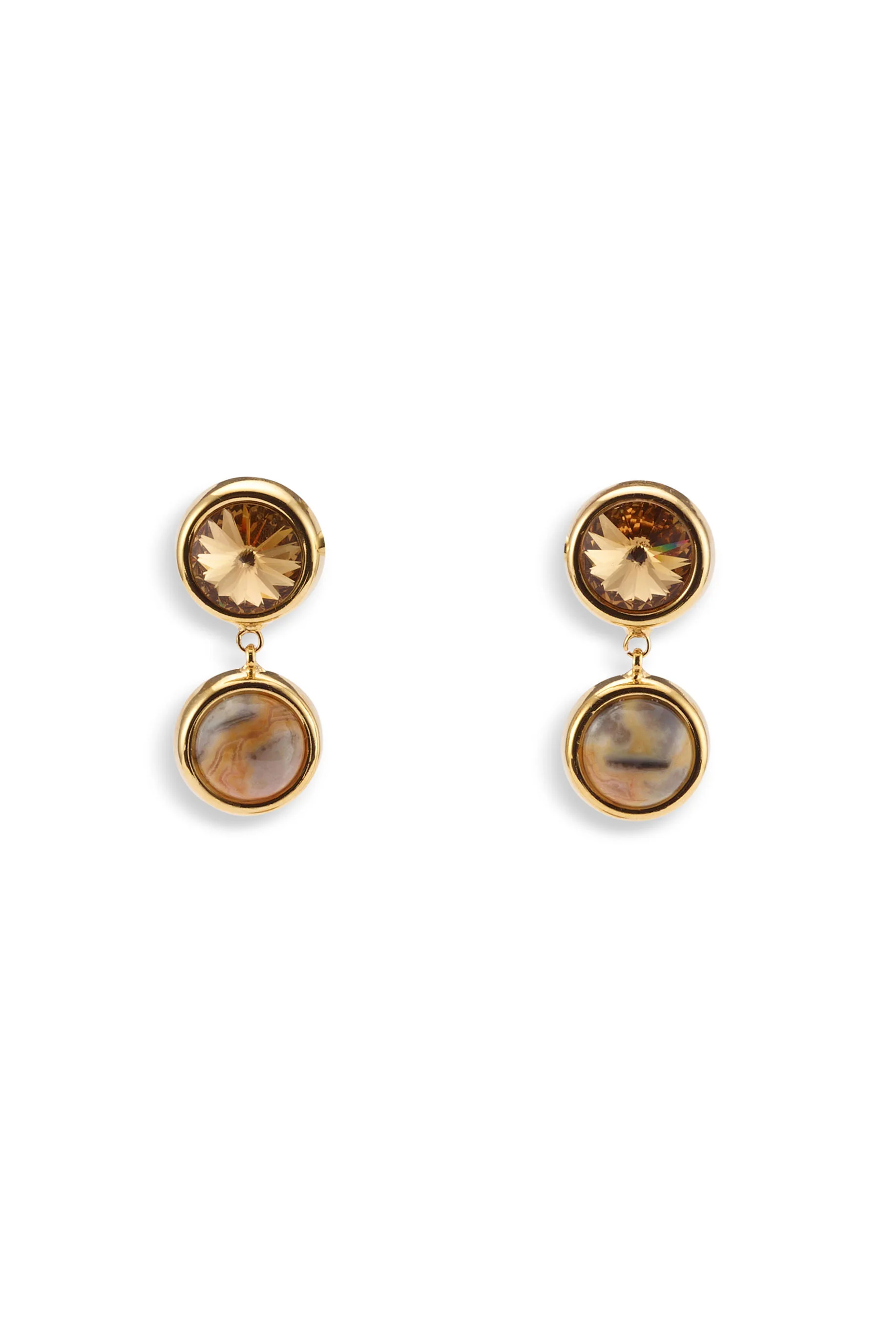 Clare Crystal and Stone Drop Earrings - Image 2