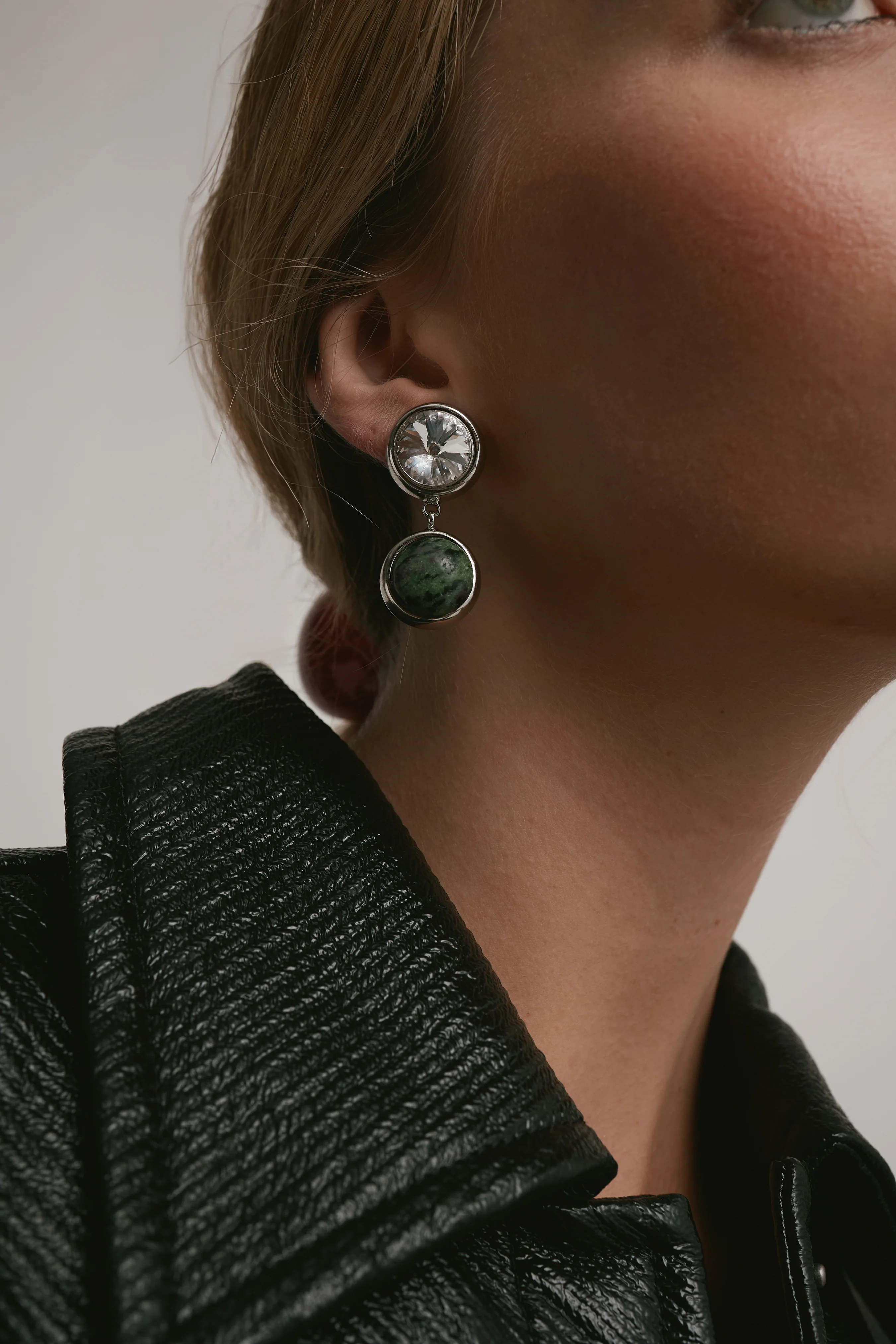 Clare Crystal and Stone Drop Earrings - Image 3