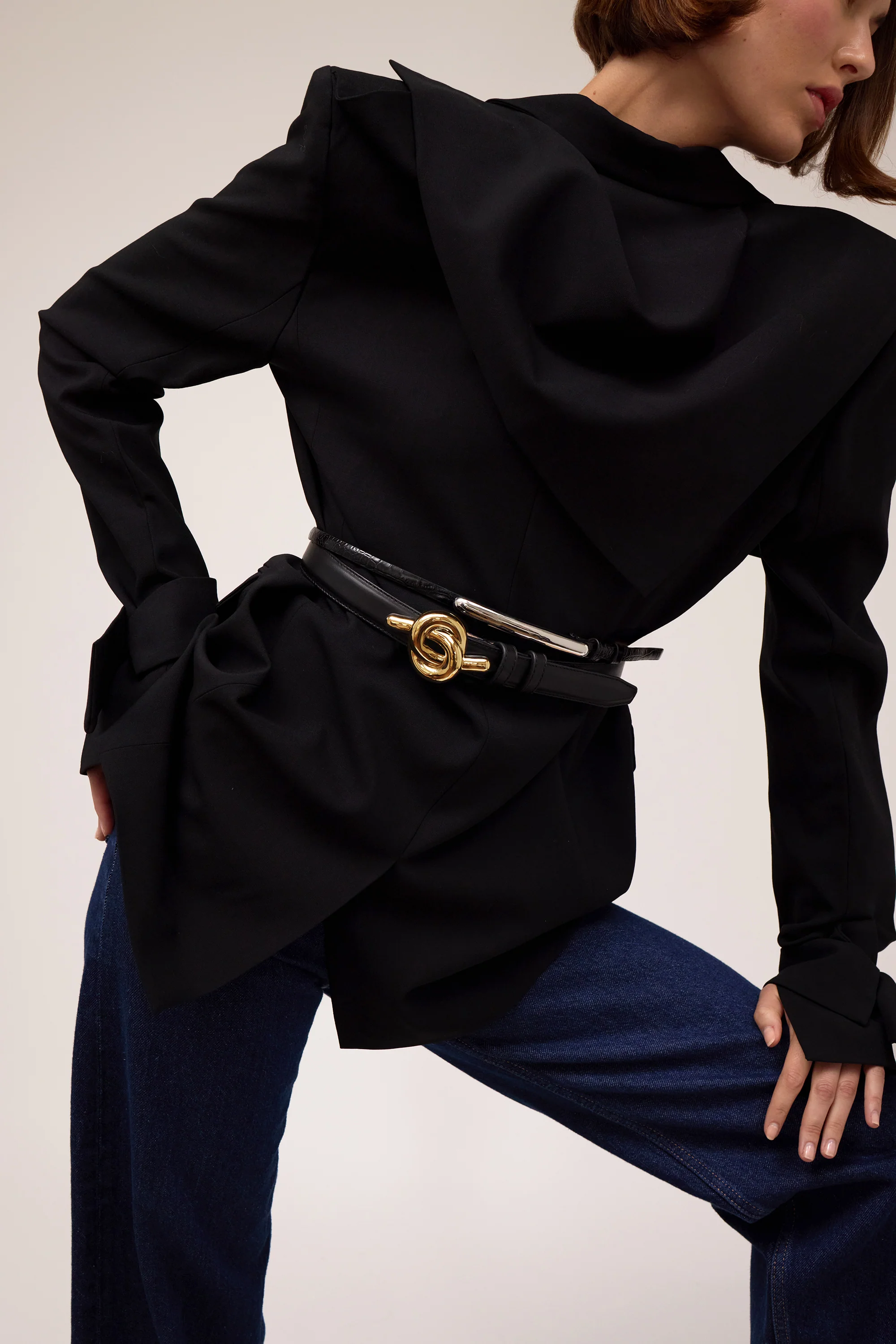 Glossy Bar Croc Leather Belt - Image 4
