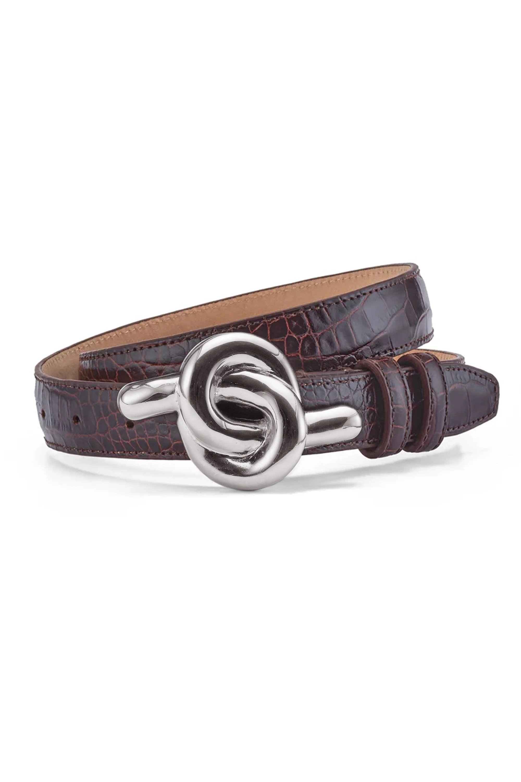 Glossy Knot Croc Leather Belt