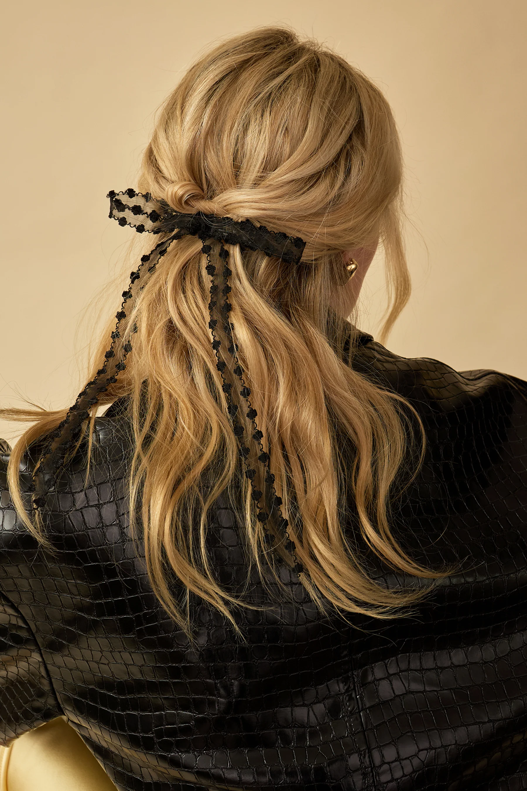 Willow Embroidered Sheer Slim Bow - Image 3